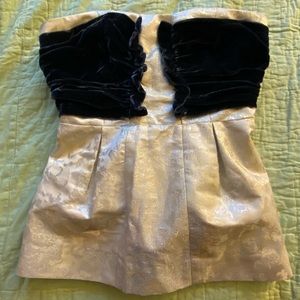 Stunning Blue Velvet & Silver Romantic Bustier Style Top Moulinette Soeurs